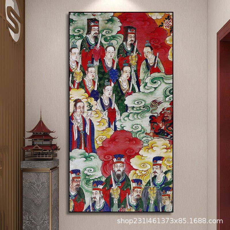 元三佛菩供萨道家TNK神像客厅玄关装饰画清祖师始天尊人物画像奉