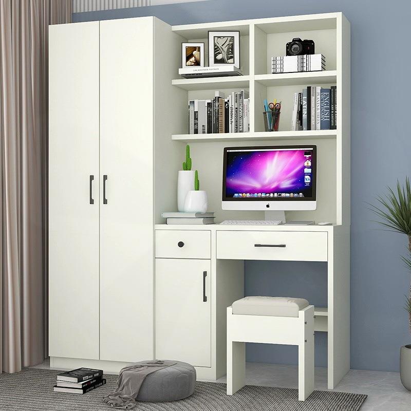 简约合书桌带衣柜体组书LP桌柜小户型卧家室儿童书架电脑桌一用现