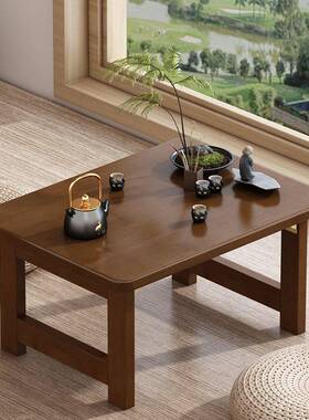 炕桌茶几家免竹装折矮茶桌叠楠榻榻米飘窗实木懒F77HMJM8人用炕几