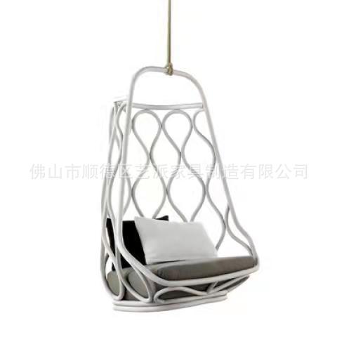 阳台简约铁艺吊篮户外秋千单人悬挂藤编吊椅花园摇椅成人家具