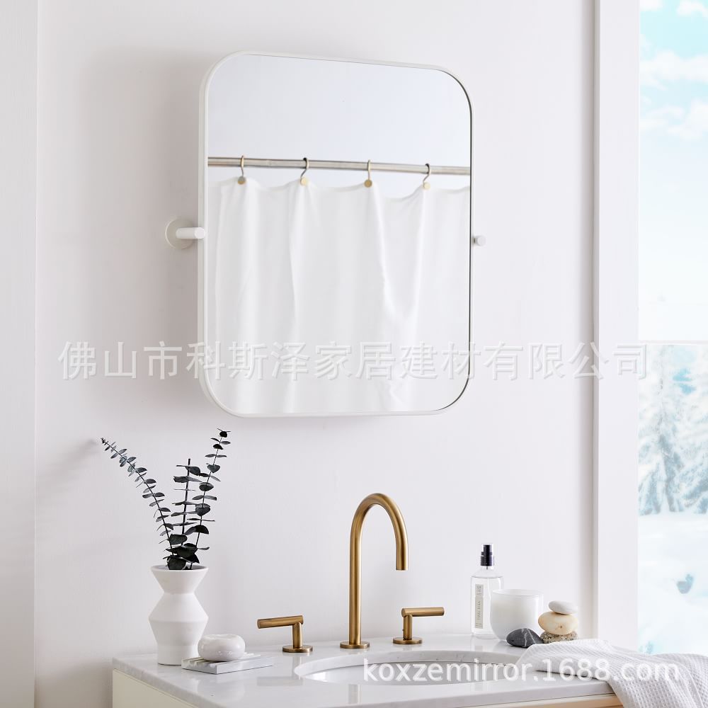 不锈钢欧式方形浴室挂墙化妆镜