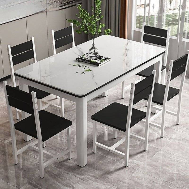 钢化玻璃餐桌椅组合现代家用吃饭桌子简约客餐厅厨房快餐饭店桌椅