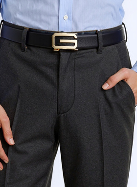 头层牛皮轻奢男士皮带双G扣酷奇同款BV自动扣免打孔腰带裤袋