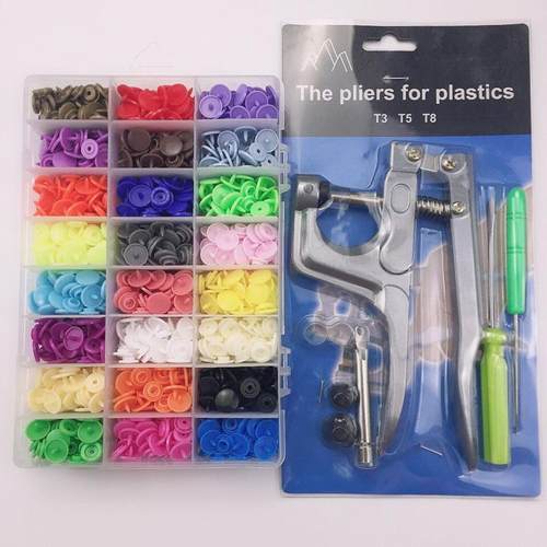 直销新款T5亚马逊树脂四合扣手压钳扣子塑料童装彩色按扣纽扣安装