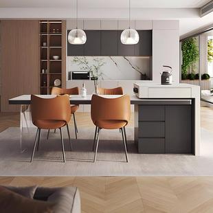 厨房多功 台岩板岛餐桌可缩一体中风悬古浮小户型伸开放式 7313