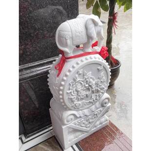 石雕门墩汉白玉小象鼓石青石麟晚霞红抱鼓门?石麒门口摆件Fh(x}h(