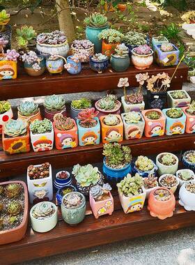 肉置物架花阳盆架室台防F5M8S776腐木花架实木阶梯多层多架鱼缸架