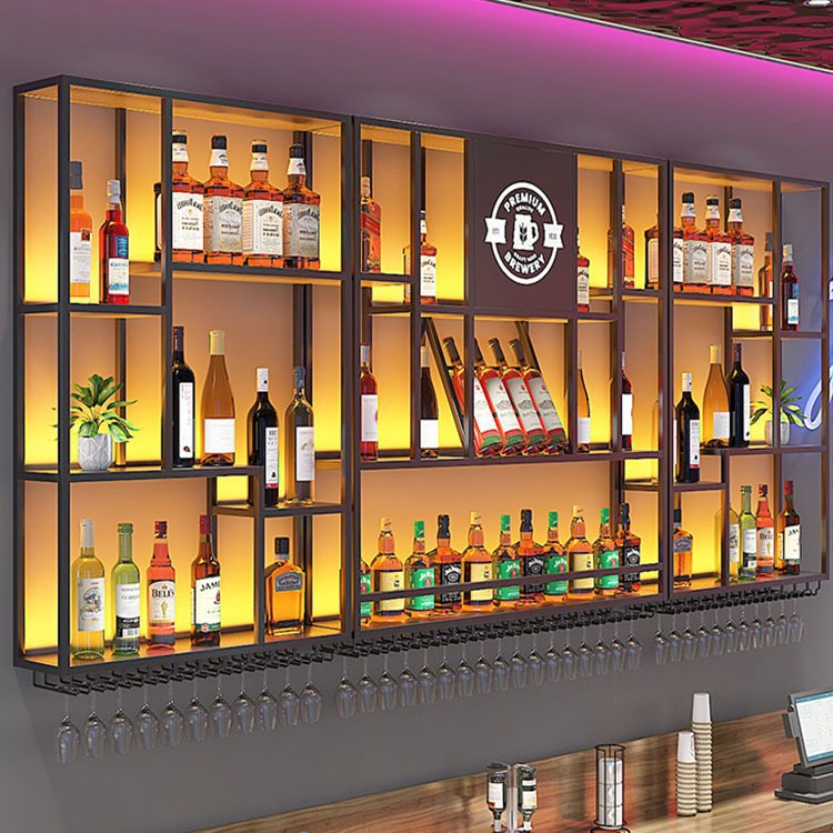 铁艺工业风壁挂红酒架餐厅吧台