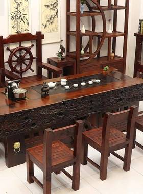 老船一体套约装中式台功木茶夫大茶几茶桌椅组合简客厅实木346666
