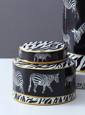 现代新中式创意陶瓷装饰家居摆件板样间罐玄客厅电视柜软装D12152