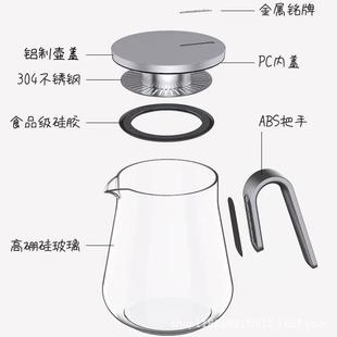 茶壶家用茶耐高温玻璃泡茶壶铝制盖单壶滤花LV02过茶壶简约具套装