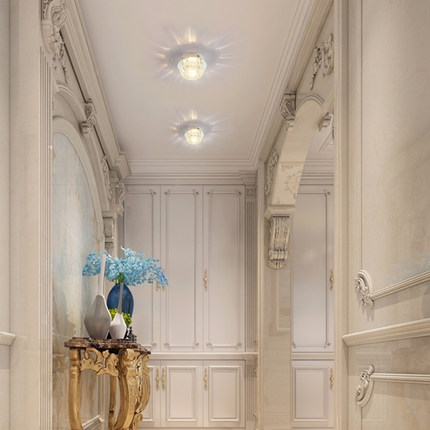 LED水晶射灯简约嵌入式过道走廊灯吊顶天花灯明装变色筒灯3W