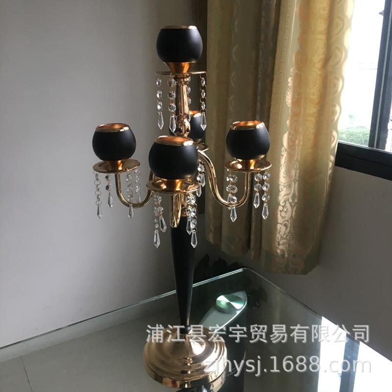 新款欧式简约五头金属烛台婚庆道具家居酒店KTV 软装烛台摆件