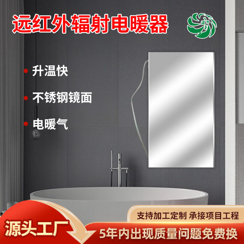 温煦防水红外电暖气卫生间浴室专用壁挂镜面款电取暖器煤改电采暖
