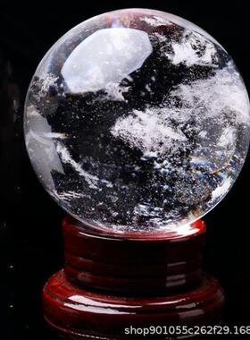 厂家熔炼白色水晶球白水晶球摆件旋转底座熔炼球摆件 http://