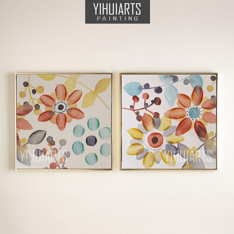 亿辉 花卉油画手绘餐厅装饰组合挂画现代简约客厅无框画纯手工画