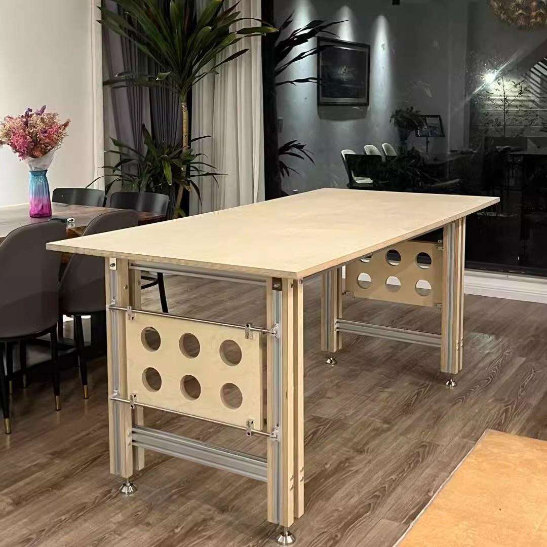 设计师书桌海洋板电脑桌光轴桦木桌子卧室铝型材长方形办公工作台