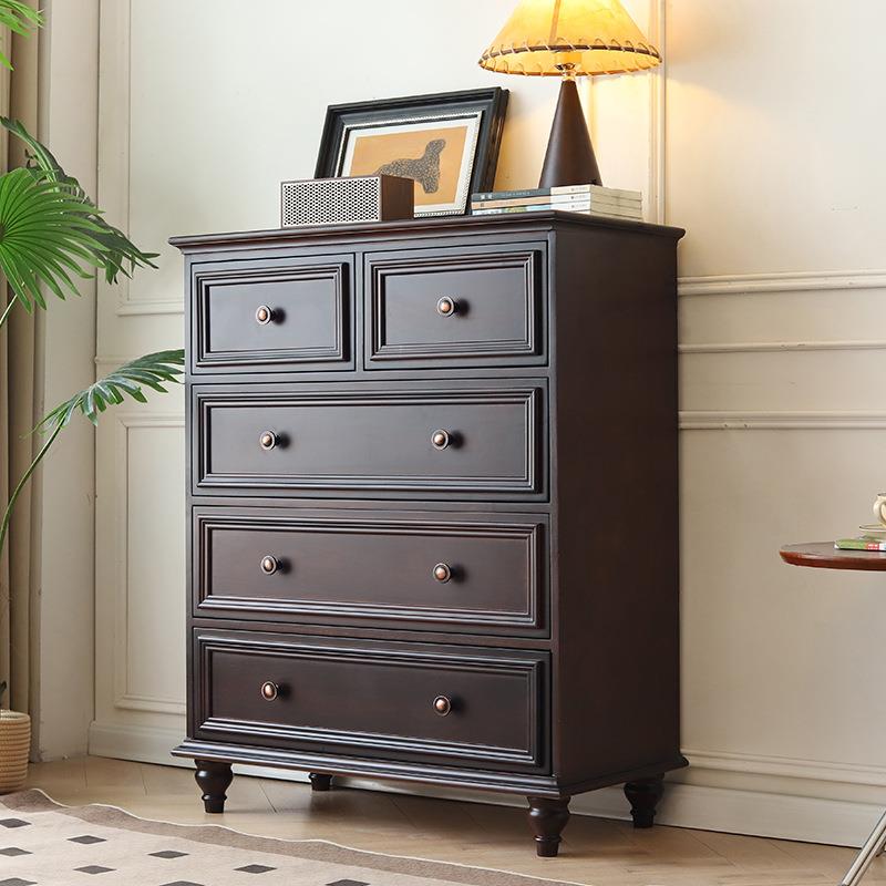 美式复古卧室实木五斗柜床尾置物柜轻奢客厅大容量储物边柜抽屉柜
