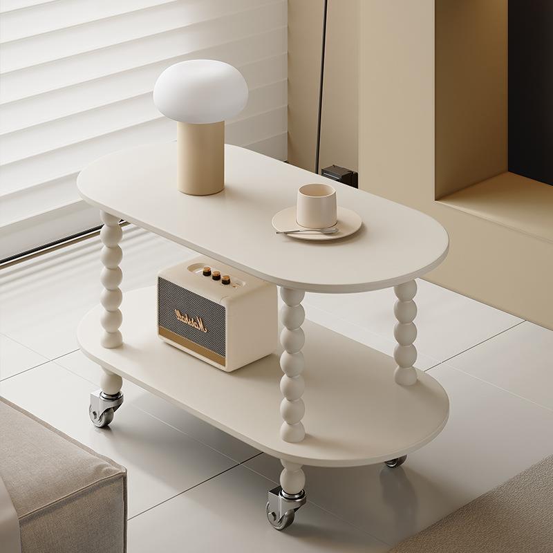 中古风可移动客厅沙发置物边几边柜小茶几卧室床边简约带轮小推车