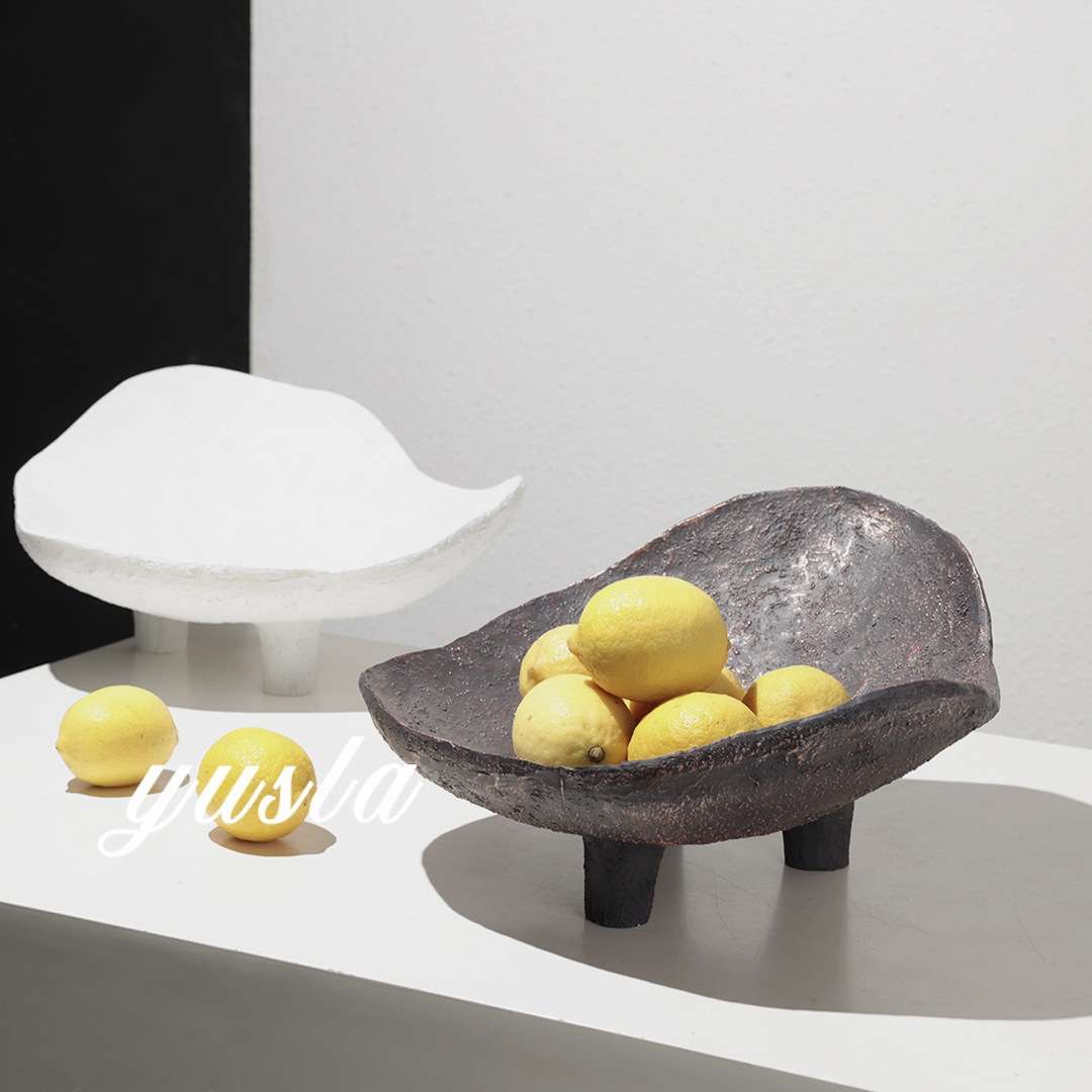 简约现代干果盘摆件样板间客厅酒店餐厅茶几收纳水果托盘软装饰品