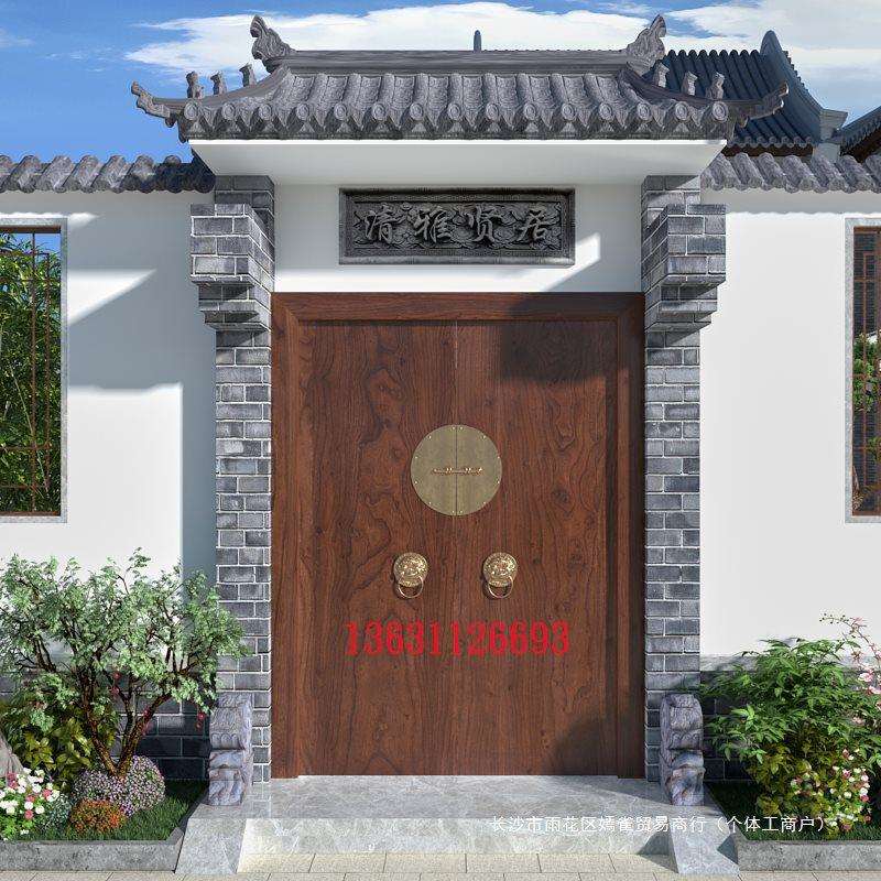中式实木大门家用菠萝格入户门别墅庭院门民宿进户门农村对开门