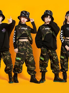 速发街舞儿童潮服童街脐炸露hiph表p套装模特走秀男架子鼓o演服