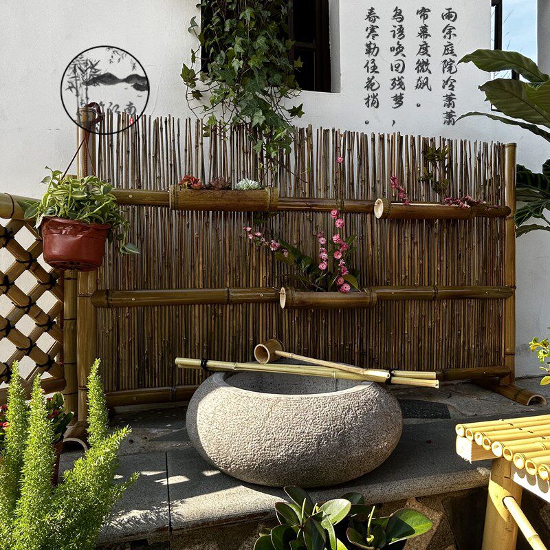 速发户外庭院花园布置竹篱笆花槽民宿别墅台露台装饰栏栅摆件