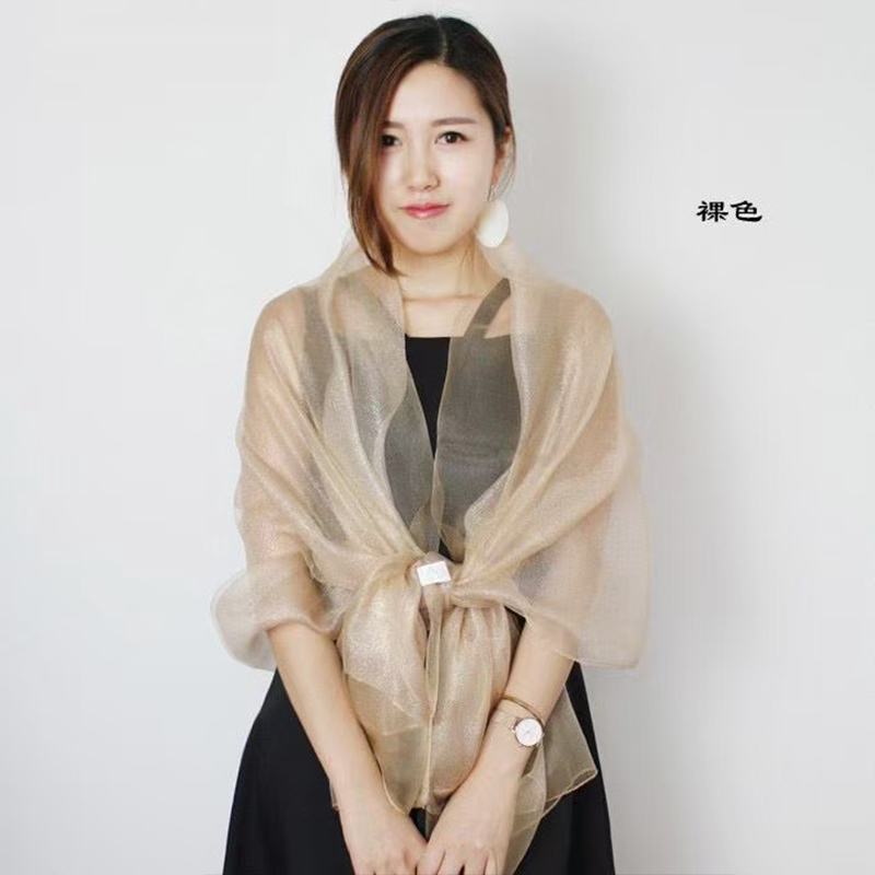高级感金丝百搭披肩女透气防晒长巾宴会场合礼服外搭气质装饰纱巾