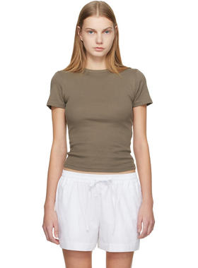 Matteau 女士 T恤 灰褐色 Rib Baby T 恤