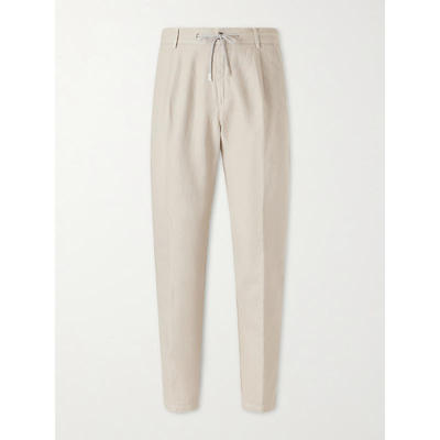 Eleventy 男士 SS26 长裤 直筒棉麻混纺抽绳裤子