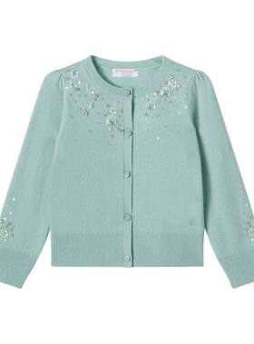 Bonpoint 女童 开衫 Louella 精饰羊绒针织童装