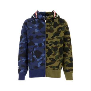 A Bathing Ape 猿人头 男士 卫衣 SharK 印花棉质开衩迷彩运动衫