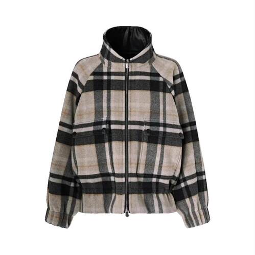 Pinko 品高 女士 大衣 Pea coat with zip and check pattern
