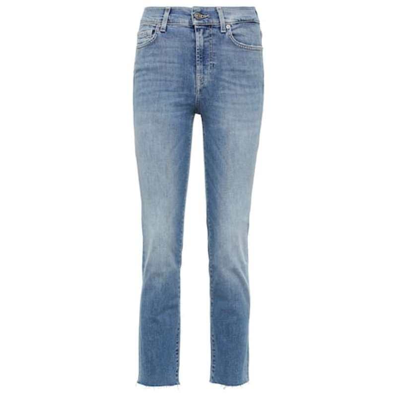 7 For All Mankind 女士 牛仔长裤 直筒短款中腰牛仔裤