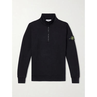 Stone Island 石头岛 男士 卫衣 Logo-Appliquéd 棉针织半拉链
