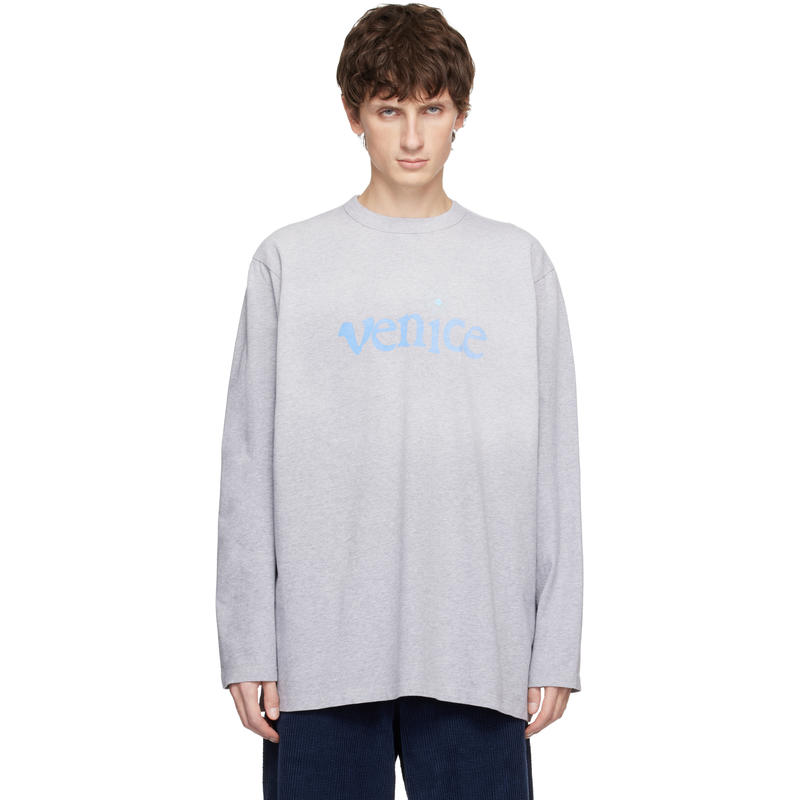ERL 男士 T恤 灰色 Venice 长袖 T 恤