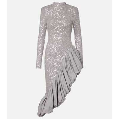 ROTATE 女士 中长连衣裙 珠片不对称