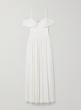 SIMKHAI 女士 SS25 中长连衣裙 Amarantha 露肩褶裥弹性针织礼服