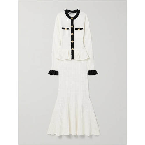 Self-Portrait 女士 FW25 中长连衣裙 洞眼针织收腰