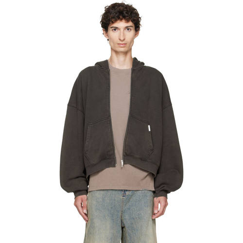 Represent 男士 卫衣 棕色 Initial Boxy Oversized Zip 连帽衫