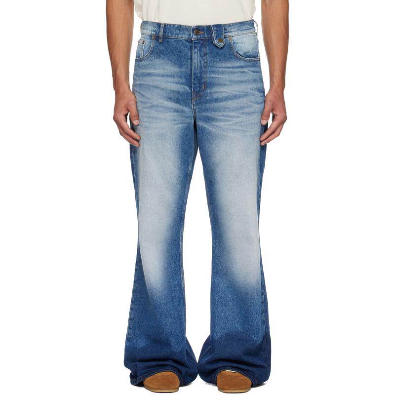 EGONLAB 男士 牛仔长裤 蓝色 Samy Wide Leg 牛仔裤