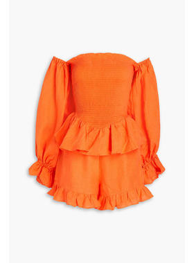 Sleeper 女士 上衣 Atlanta 露肩荷叶边亚麻迷你连衣裙