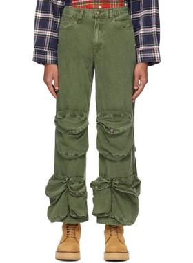 R13 男士 长裤 绿色 Multipocket 工装裤