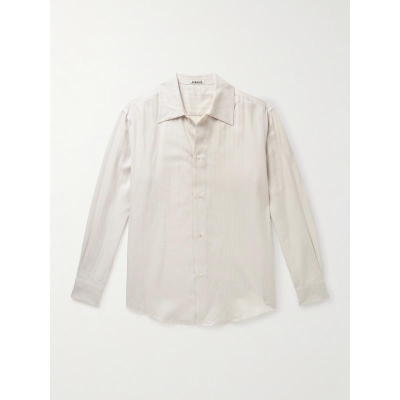 AURALEE 男士 SS26 衬衫 人字纹棉质羊绒混纺