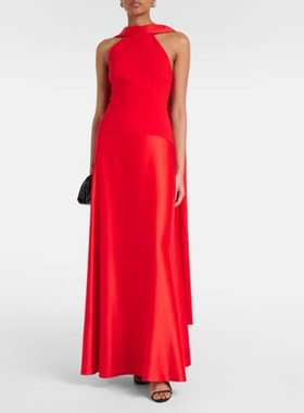 Solace London 女款Cece crêpe 缎面长款连衣裙 迷衣时尚