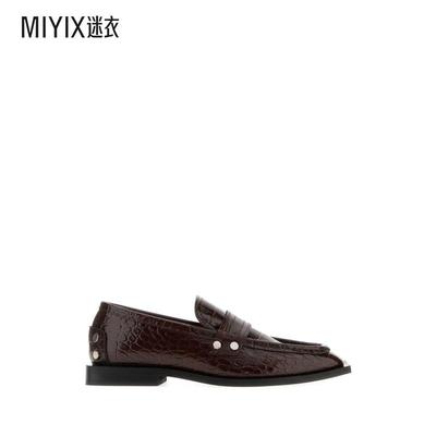 【秋冬新品】Ganni 女款SYNTHETIC 棕色皮质乐福鞋 迷衣时尚