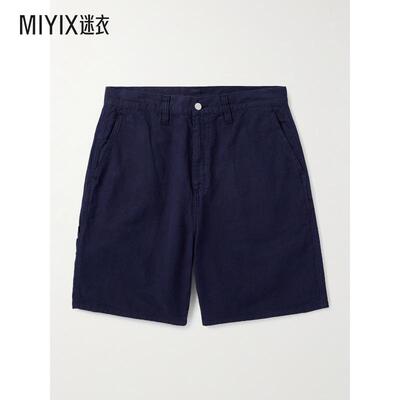 Carhartt WIP卡哈特 男款Walter 单及膝阔腿棉麻混纺帆布短裤 迷