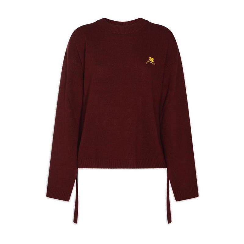 Ganni 甘尼 女士 FW25 毛衣 酒红色羊毛混纺