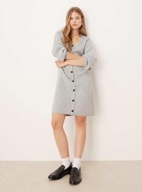 AWARE 女士 短款连衣裙 针织系扣迷你连衣裙(灰色)