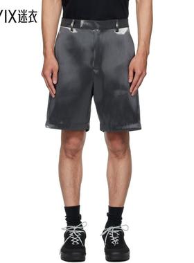 Heliot Emil 男款银色 Liquid Metal 短裤 迷衣时尚